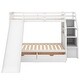 preview thumbnail 9 of 7, White Twin Over Full Bunk Bed with Two Drawers and Storage Staircase, Slide, High Guardrail, Ladder