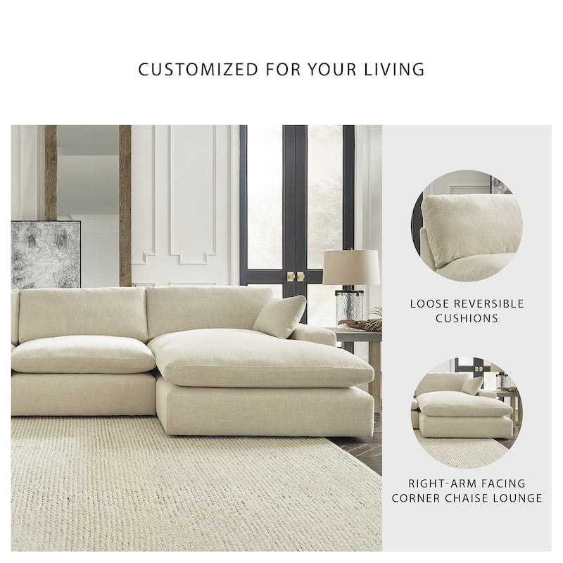 Signature Design by Ashley Elyza Beige 3-Piece Sectional with Chaise - 144" W x 68" D x 36" H