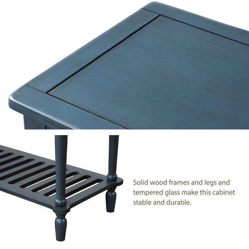 Farmhouse Sideboard with Glass Cabinets & Drawers - Rustic Console Table for Dining Room & Living Room