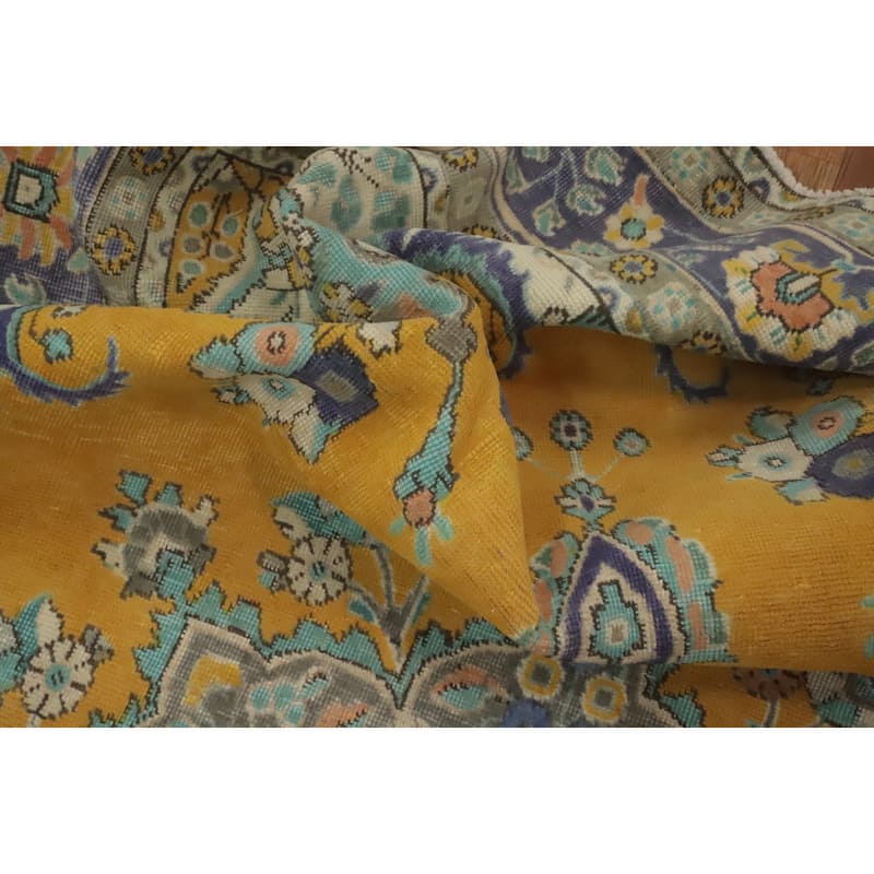 Hand Knotted Oriental 100% Wool Carpet Traditional Medallion Oranges & Rust Tabriz Area Rug - 9' 6'' X 6' 5''