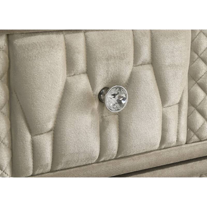 Lorient 5-drawer LED Chest of Drawers Ivory and Camel