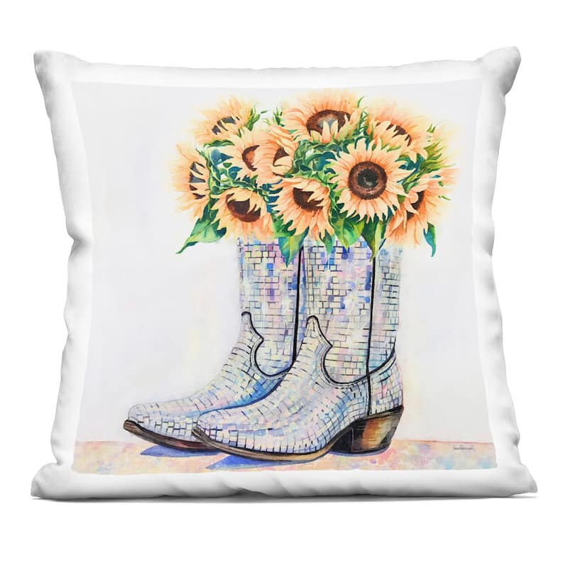 Stupell Sunflower Filled Cowgirl Boots Decorative Printed Throw Pillow Design by Amanda Greenwood - Accent - Polyester - Green - Single