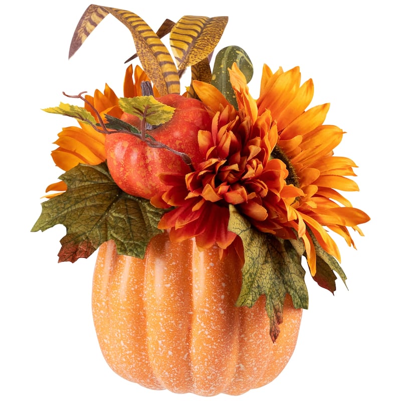 14.75" Sunflower and Pumpkin Fall Decoration