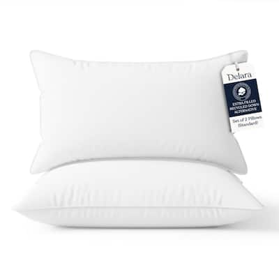 Delara Pillows for Sleeping Set of 2, Organic Cotton 300TC, Recycled Down Alternative Bed Pillows