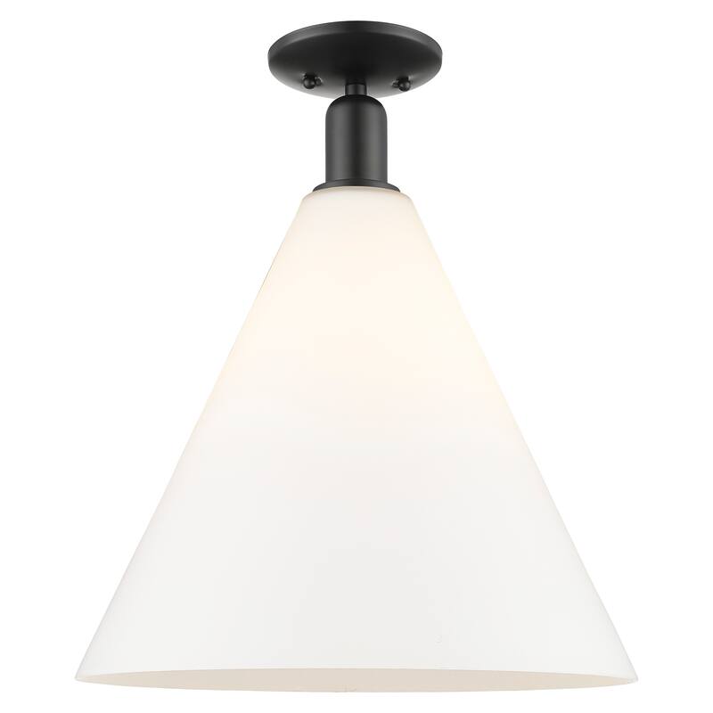 Innovations Lighting Endless Possibilities Arcadia - Berkshire Glass - 1 Light 16" Semi-Flush Mount - Matte White/Matte Black