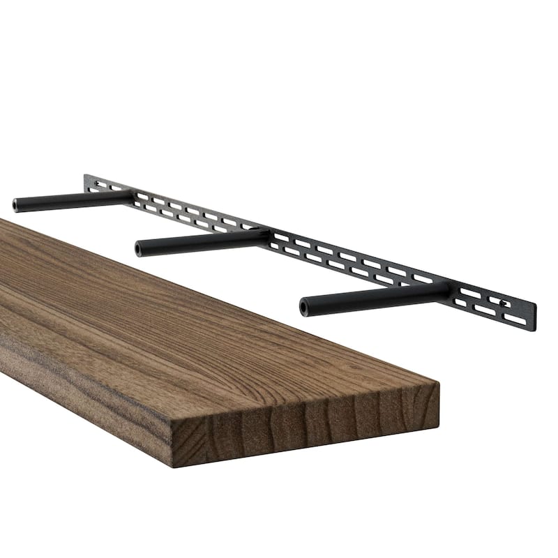 Wallniture BOIS 48-60-72 inch Long, 9.25" Deep, 1.5" thick Floating Shelf with Hidden Bracket, Living Room Decor Burnt, 1 Pc