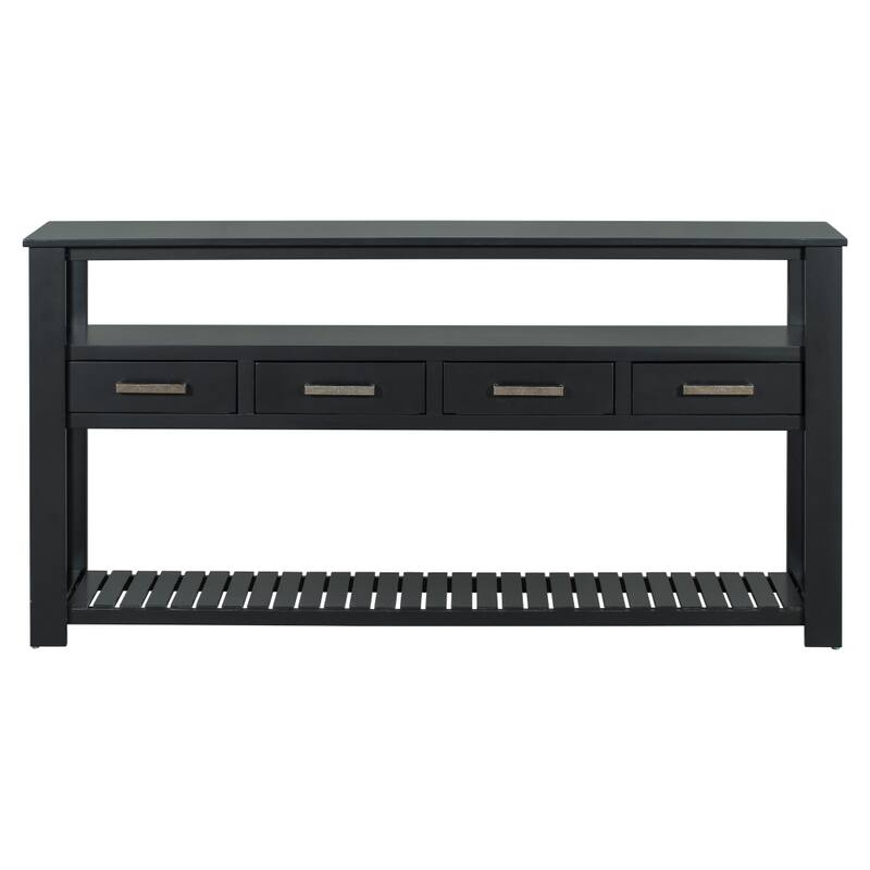 62.2" Modern Console Table with 4 Drawers and 2 Shelves