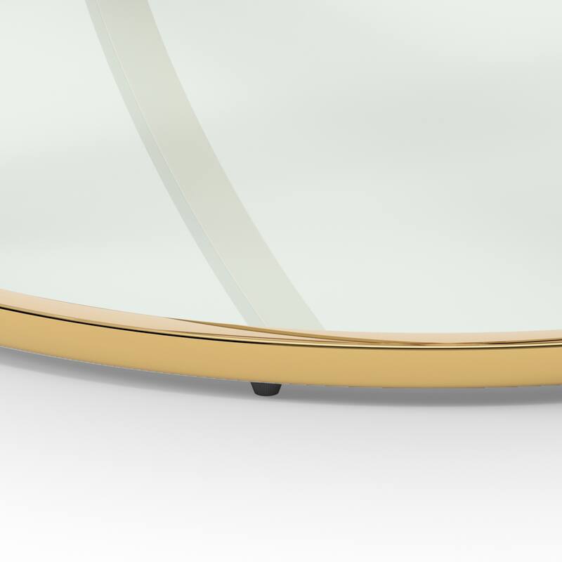 Modern 2 Tiers Glass Coffee Table with Ring-Shaped Metal Frames