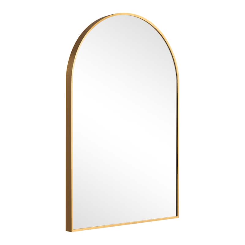 HomeRoots 36" Gold Metal Arch Framed Bathroom Vanity Mirror - 24.00 in. x 36.00 in. x 1.00 in.