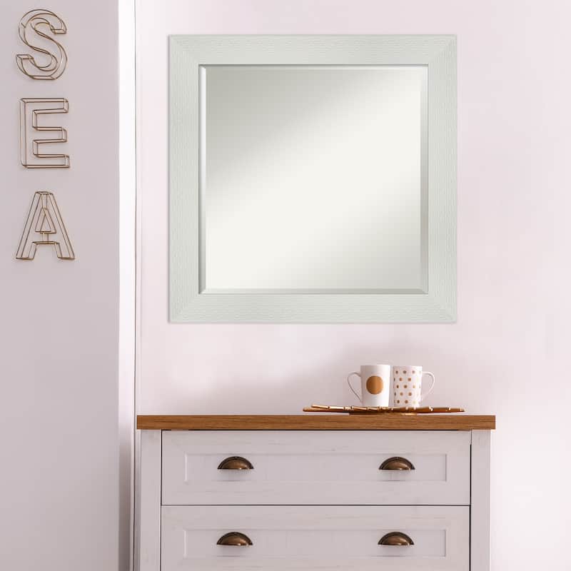 Beveled Bathroom Wall Mirror - Mosaic White Frame