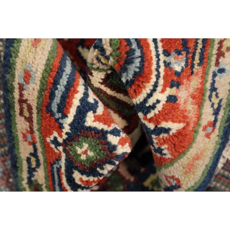 Hand Knotted Oriental 100% Wool Carpet Traditional Medallion Navy Blue & Blues Heriz (serapi) Area Rug - 5' 0'' X 3' 0''