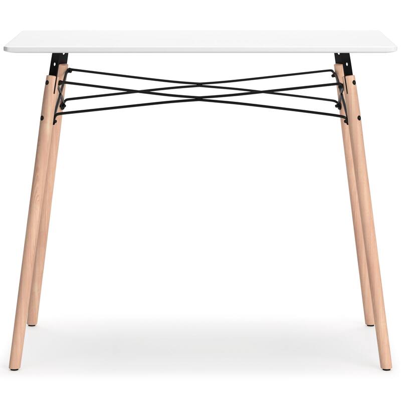 Laara Home Office Desk, White, Brown Wood, Metal Leg Braces, 36 Inch