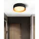 Modern Minimalist Metal Shaded Drum Flush Mount Ceiling Light - 12.5 inch - Black