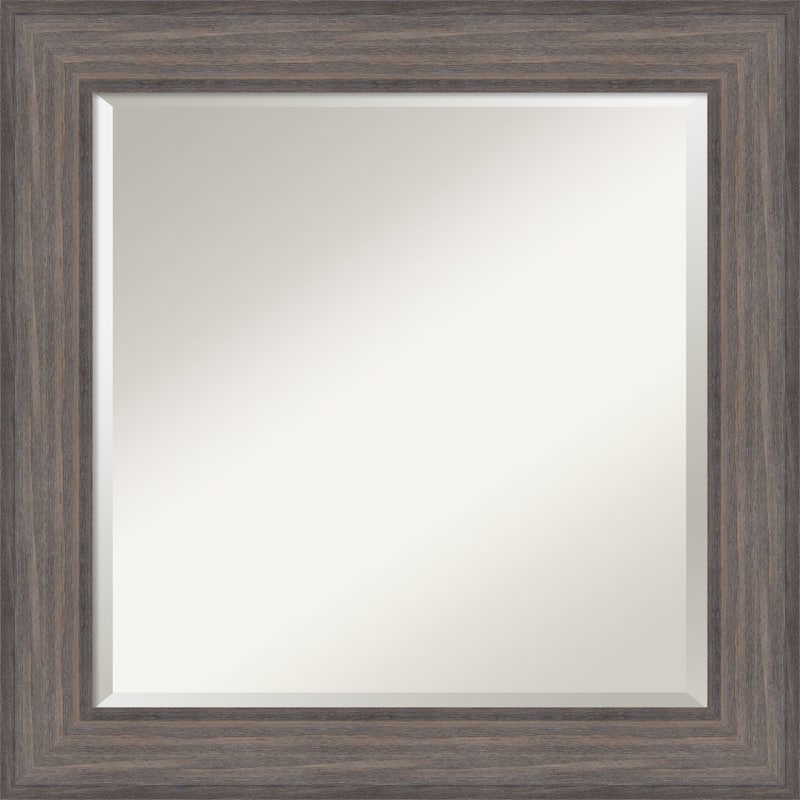 Beveled Wood Bathroom Wall Mirror - Country Barnwood Frame