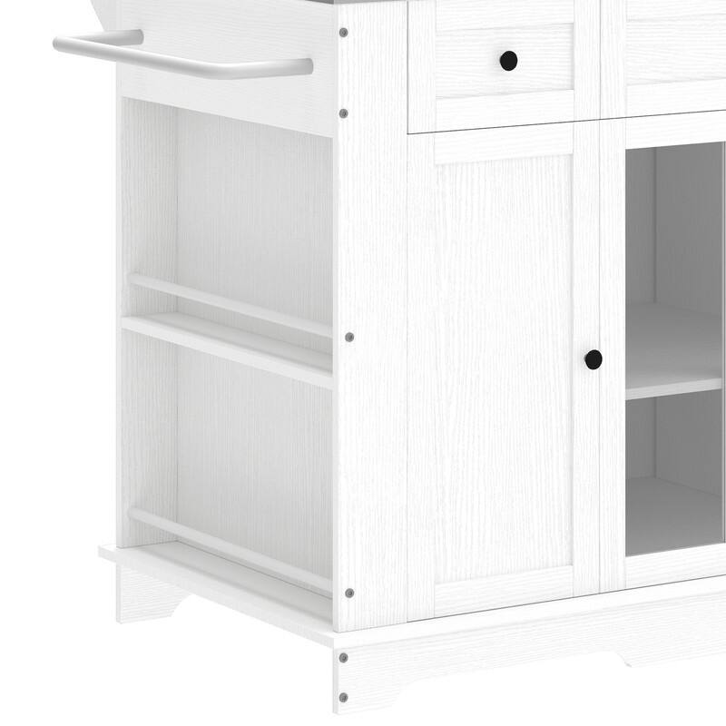 Moasis Kitchen Island with Stainless Steel Top & Power Outlet