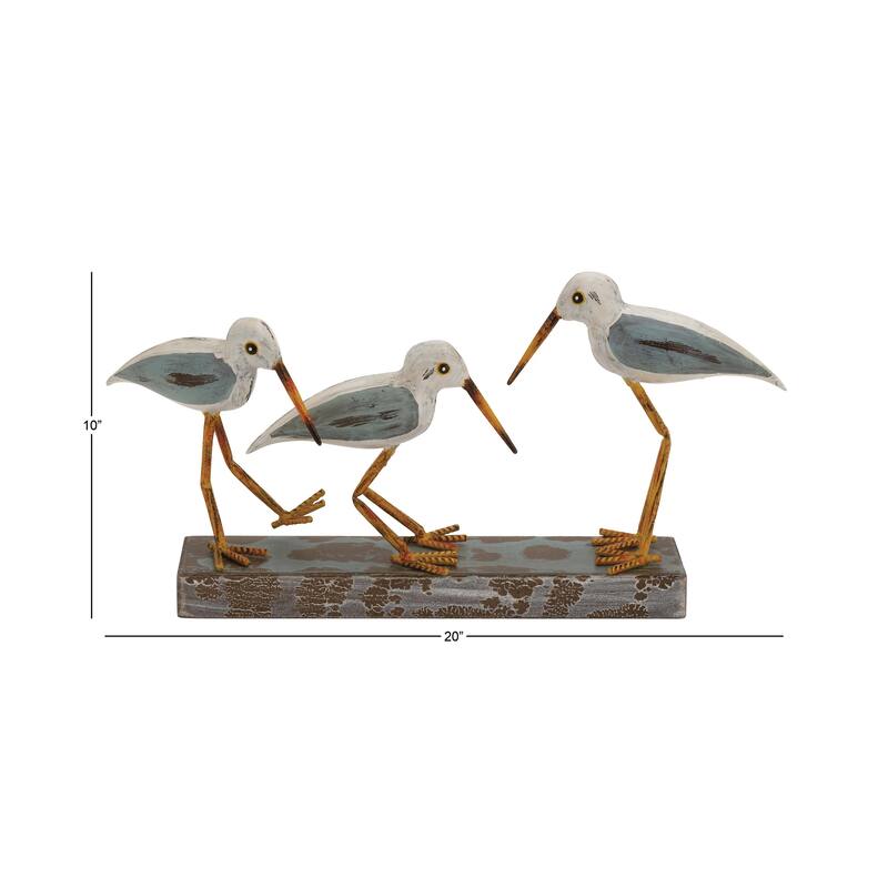 White Metal Bird Sculpture - 20 x 4 x 10