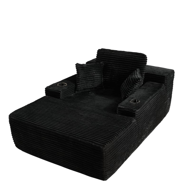 HOOOWOOO Modern Upgraded Fabric Chaise Lounge Sofa Couch with Holder