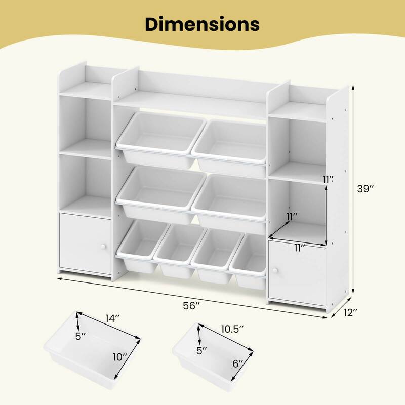 Costway 4-Tier Large Storage Cabinet with 6 Cubbies & 8 Removable Bins - See Details