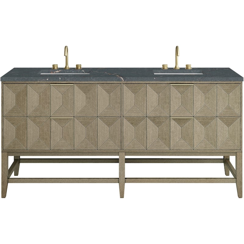 James Martin Vanities D100-V72-FPBL Emmeline 72" Free Standing Double - Pebble Oak - Oak Finish
