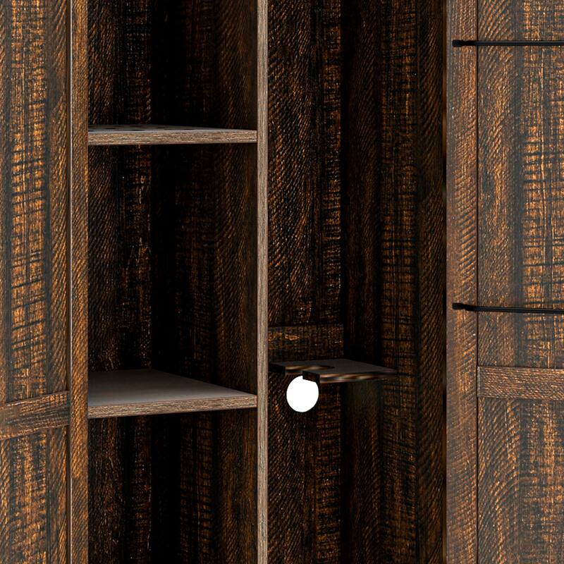 Moasis Broom Closet Storage Cabinet with Doors, Farmhouse Cleaning Tool Cabine with Shelves
