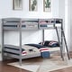 preview thumbnail 2 of 3, Wooden Twin Over Twin Bunk Bed with Ladder in Grey