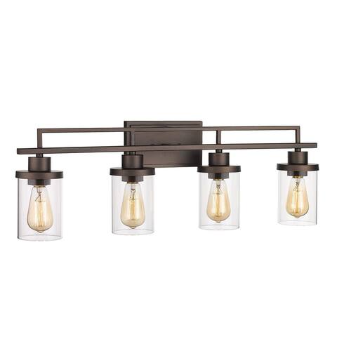 4-Light Vintage Bathroom Vanity Light,Oil Rubbed Bronze Finish with Clear Glass - Oil-rubbed Bronze