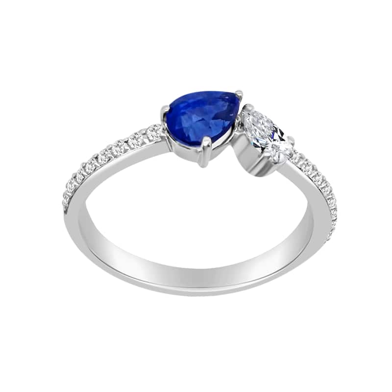Auriya 14k Gold Lab Grown Sapphire and Diamond Toi et Moi Engagement Ring 0.31 ct. tw. (F-G, VS)