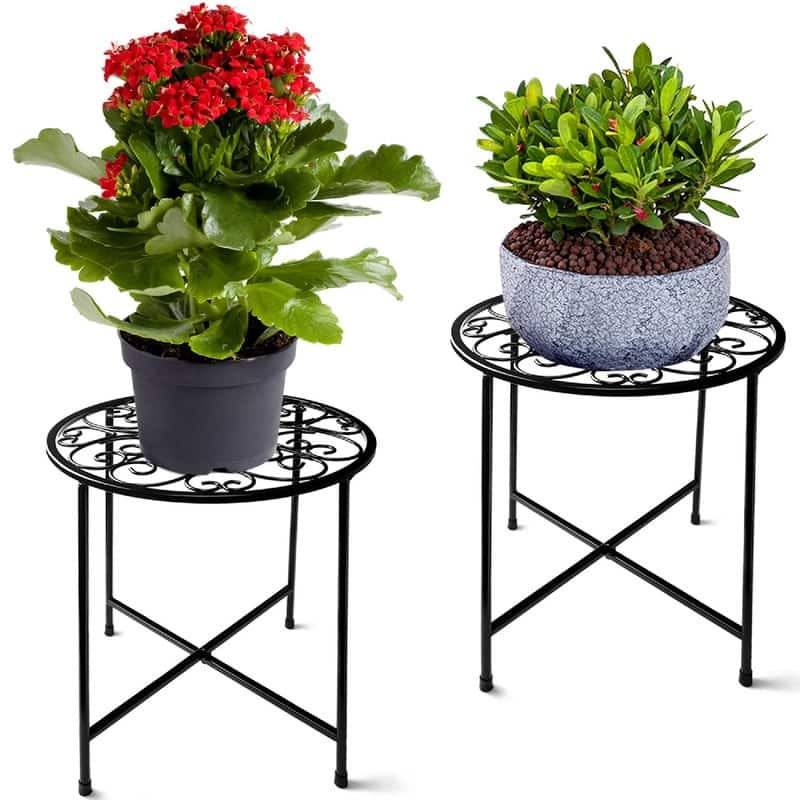 Plant Stand Indoor Outdoor - 11 x 11 x 15 inches - Black