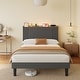 preview thumbnail 31 of 73, Queen/ Full Vertical Channels Upholstered Bed with Wingback Headboard