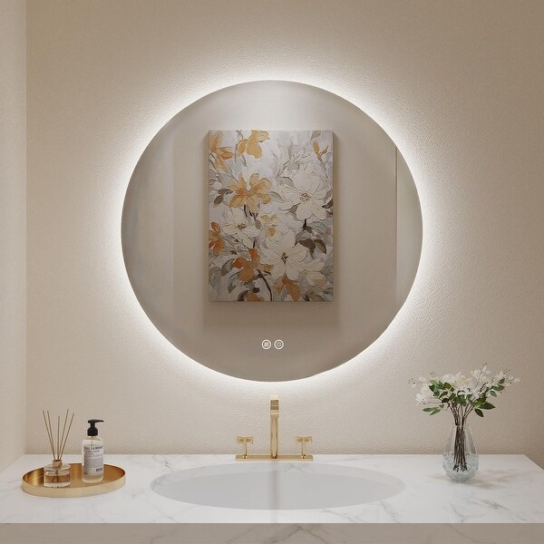Led backlit round mirror on sale