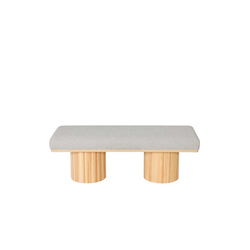 Upholstered Bench with Chunky Legs - Natural Wood