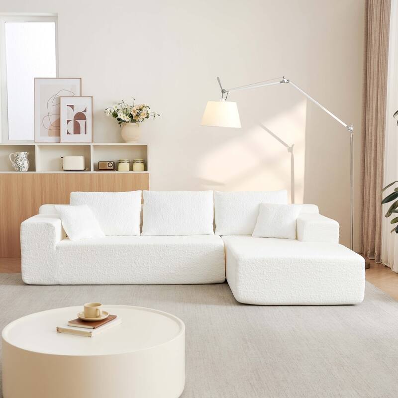 103.54" Modular Chenille Cloud Sectional Sofa with Throw Pillows