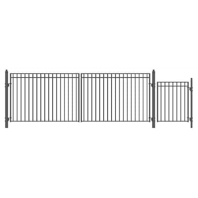 ALEKO Dual Swing Steel Driveway Gate 18 ft Madrid Style with Pedestrian Gate