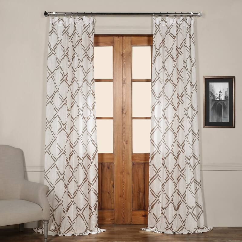 Exclusive Fabrics Normandy Printed Faux Linen Sheer Curtain (1 Panel)