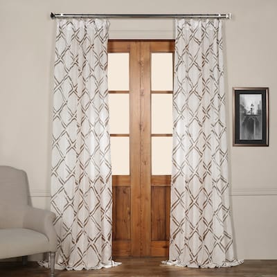 Exclusive Fabrics Normandy Printed Faux Linen Sheer Curtain (1 Panel)