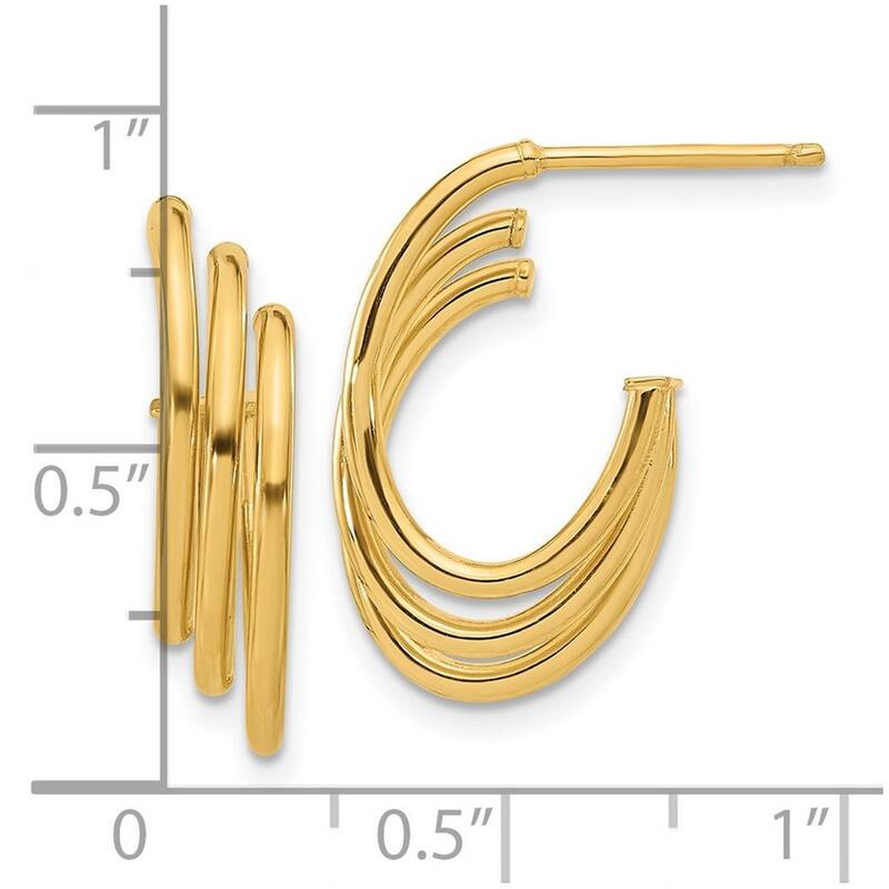 Curata 14k Yellow Gold Polished 20.18x12.2mm J Hoop Post Earrings