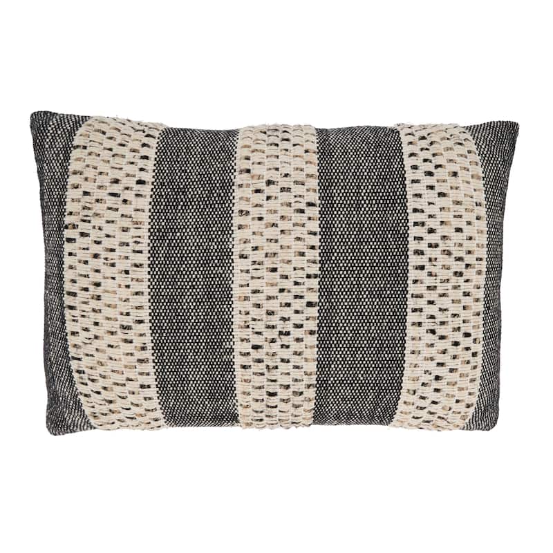 Rustic Charm Striped Throw Pillow - 16"x24" - Cover Only - Black/Natural