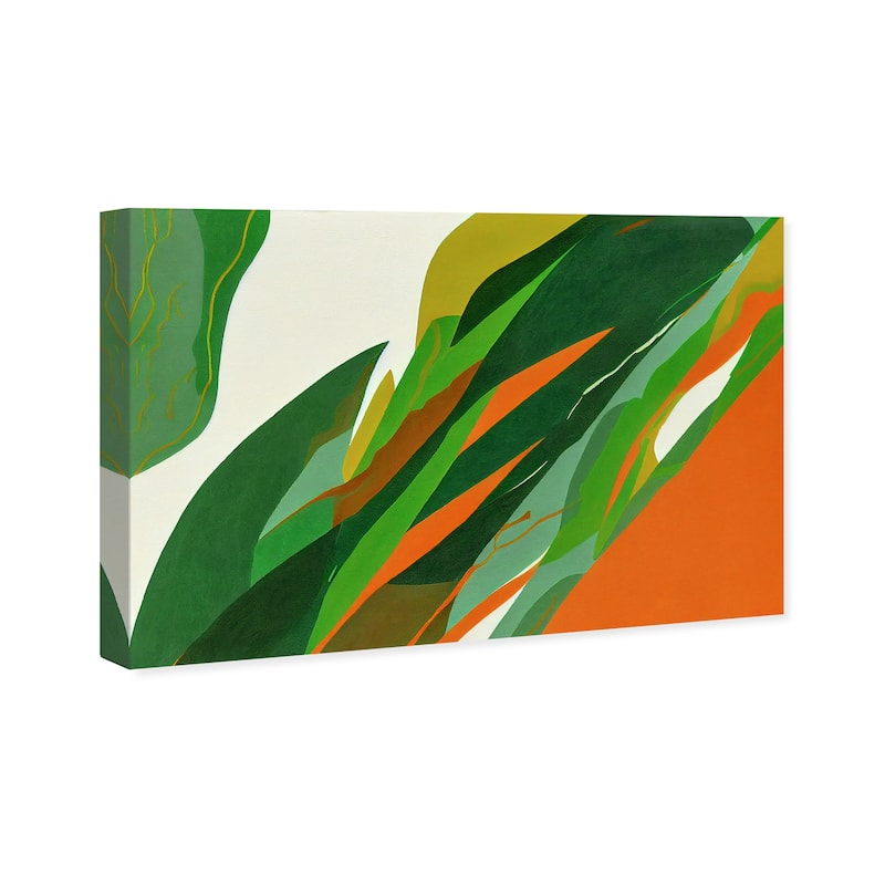 Wynwood Studio Canvas Abstract Emerald Sunset Green and Pumpkin Tropical Wall Art Canvas Print