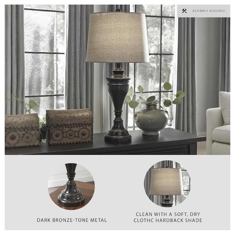 Darlita Bronze Finish 30 Inch Metal Table Lamps - Set of 2