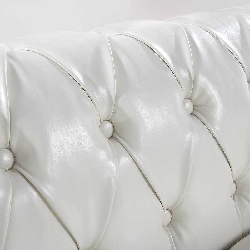 84.65" Rolled Arm Chesterfield 3 Seater Sofa
