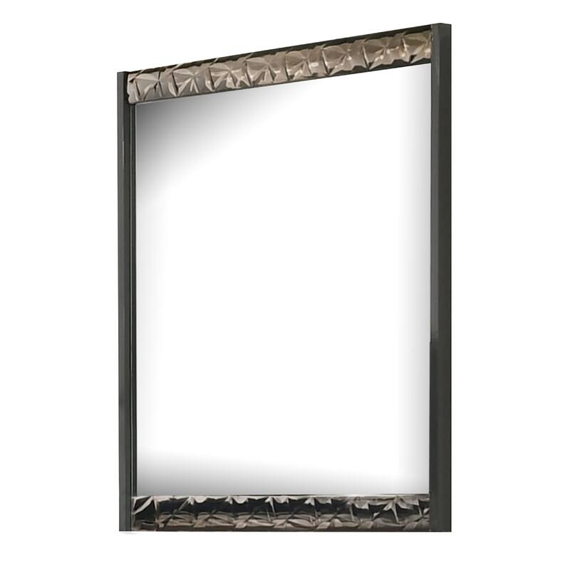 Zara 36x40 Dresser Mirror, Rectangular, Chrome Geo Molding, Ash Gray - Ash Gray, Chrome