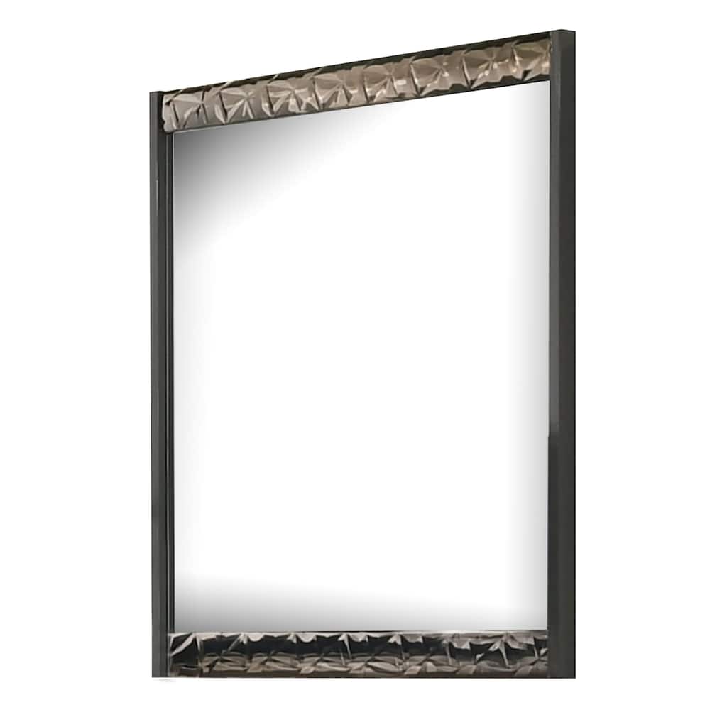 Zara 36x40 Dresser Mirror, Rectangular, Chrome Geo Molding, Ash Gray - Ash Gray, Chrome