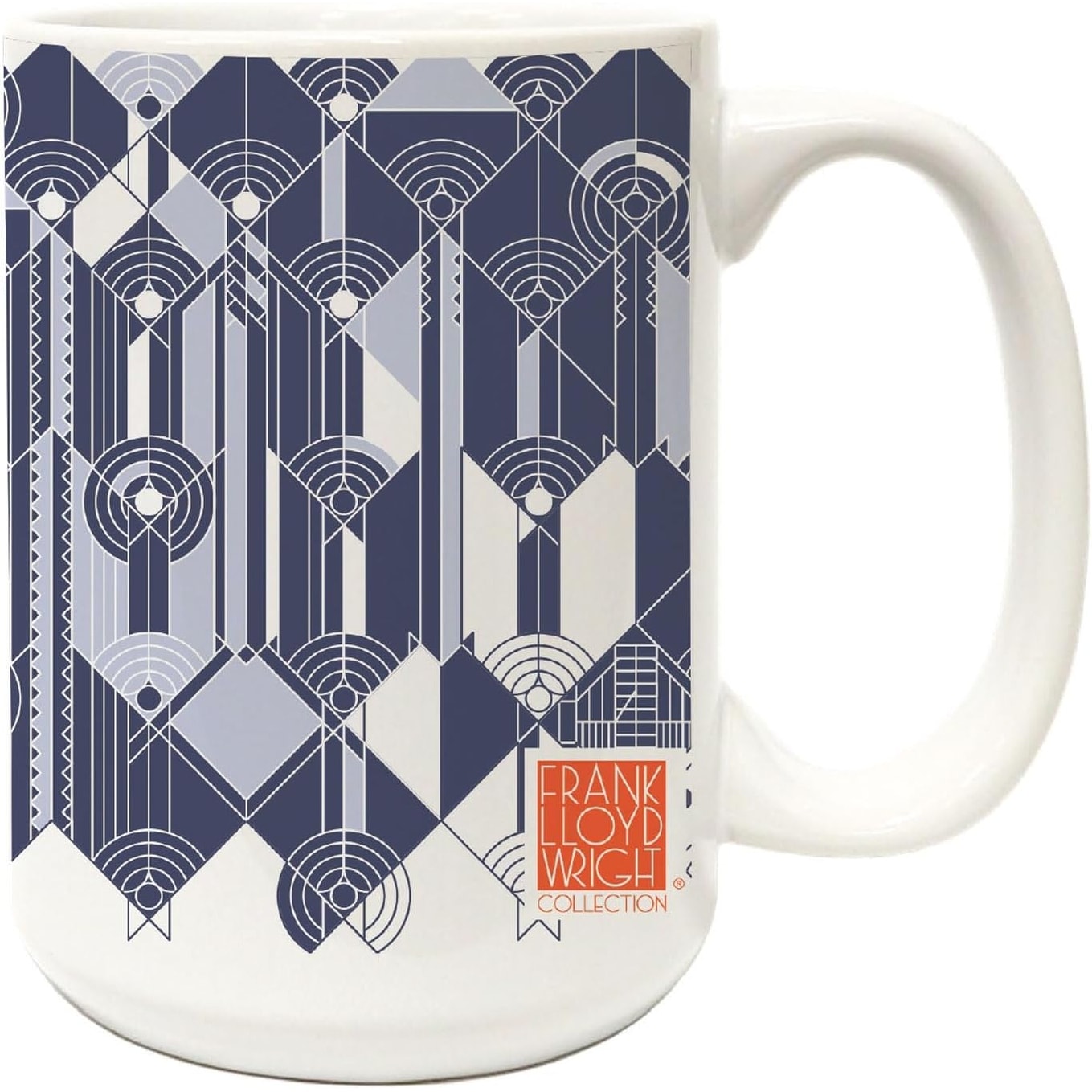 Blue & White April Showers Design by Frank Lloyd Wright 15 oz. Ceramic Mug Made in the USA Dishwasher Safe Microwave Safe