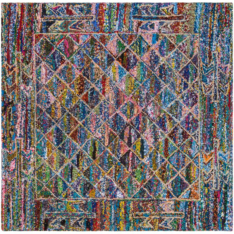 SAFAVIEH Handmade Nantucket Ebeline Contemporary Cotton Rug - 6' Square - Multi