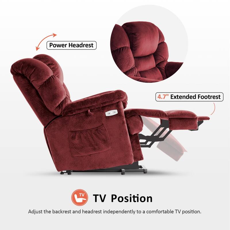 MCombo Infinite Position Dual Motor Lift Chair with Power Headrest for Elderly People, Extended Footrest, Fabric