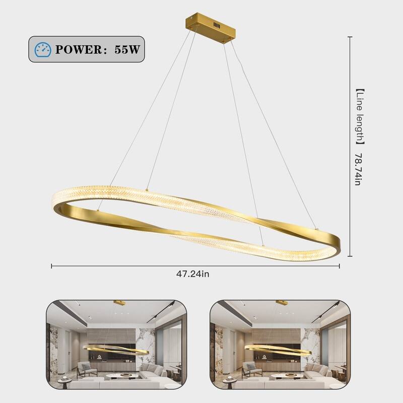 Modern LED Pendant Light Fixture, Contemporary Irregular Ring Chandelier