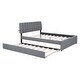 preview thumbnail 22 of 32, Eye-catching Design Teddy Fleece Upholstered Platform Bed with Twin XL Trundle, LED Light, Queen Size