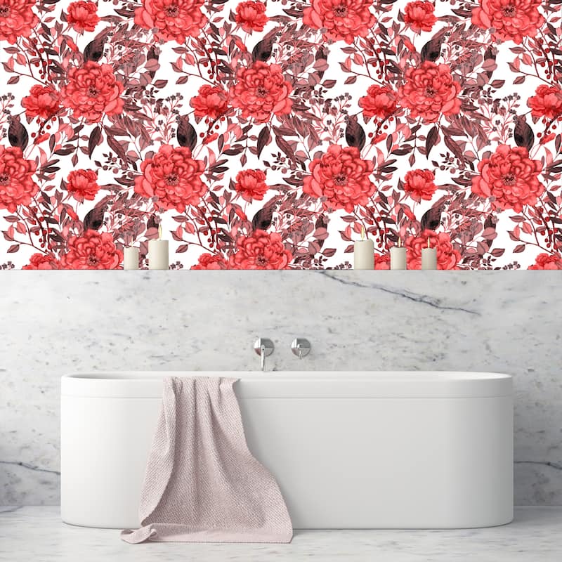 Watercolor Botanical Art Removable Wallpaper - 24'' inch x 10'ft