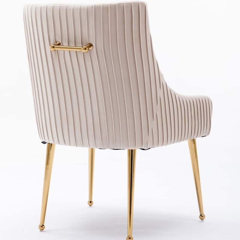 SEYNAR Modern Glam Boucle Pleated Velvet Dining Chair or Vanity Chair Set of 6 with Rear Handle