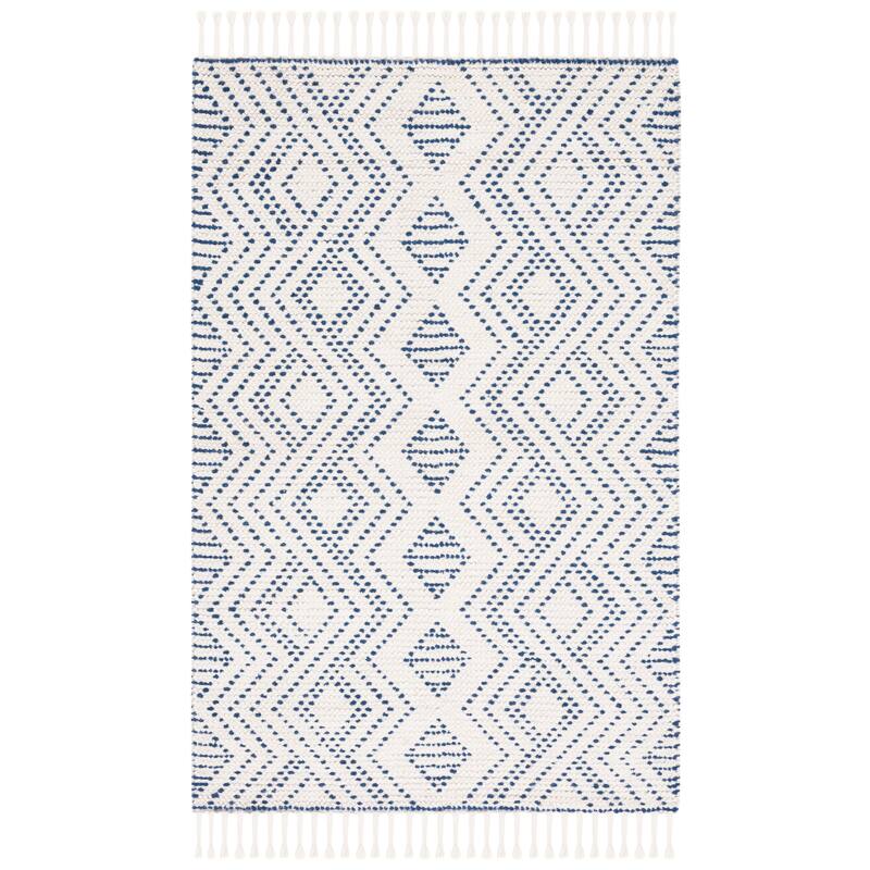 SAFAVIEH Handmade Natura Oriane Geometric Wool Rug - 6' Square - Ivory/Blue